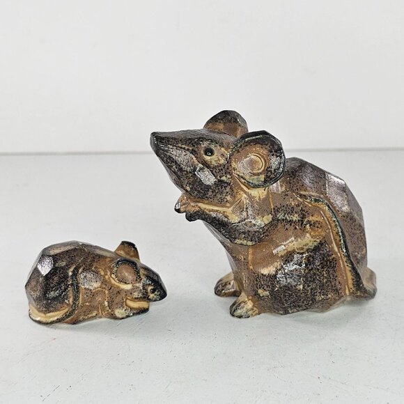 Vintage Geometric Mouse Figurine Set Ceramic Made In Japan - Picture 8 of 8